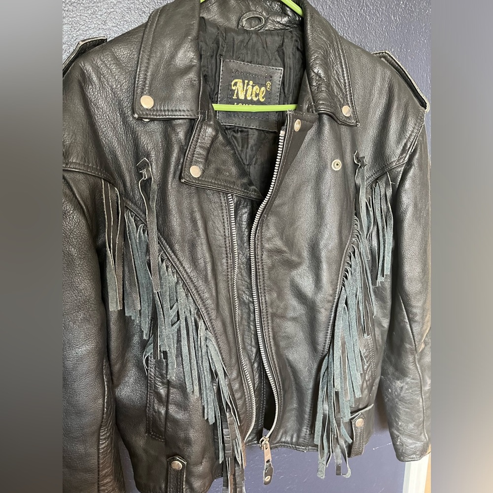 Leather motorcycle jacket